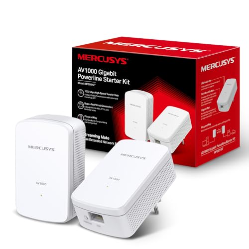 MERCUSYS MP500 KIT TP-Link CPL 1000Mbps Adaptateur Réseau CPL, Homeplug AV2 1000Mbps, Boitier CPL, Brancher et Utiliser, Port Ethernet Gigabit, OneMesh, CPL Fibre, Pas de Nouveaux Fils ni Perçage